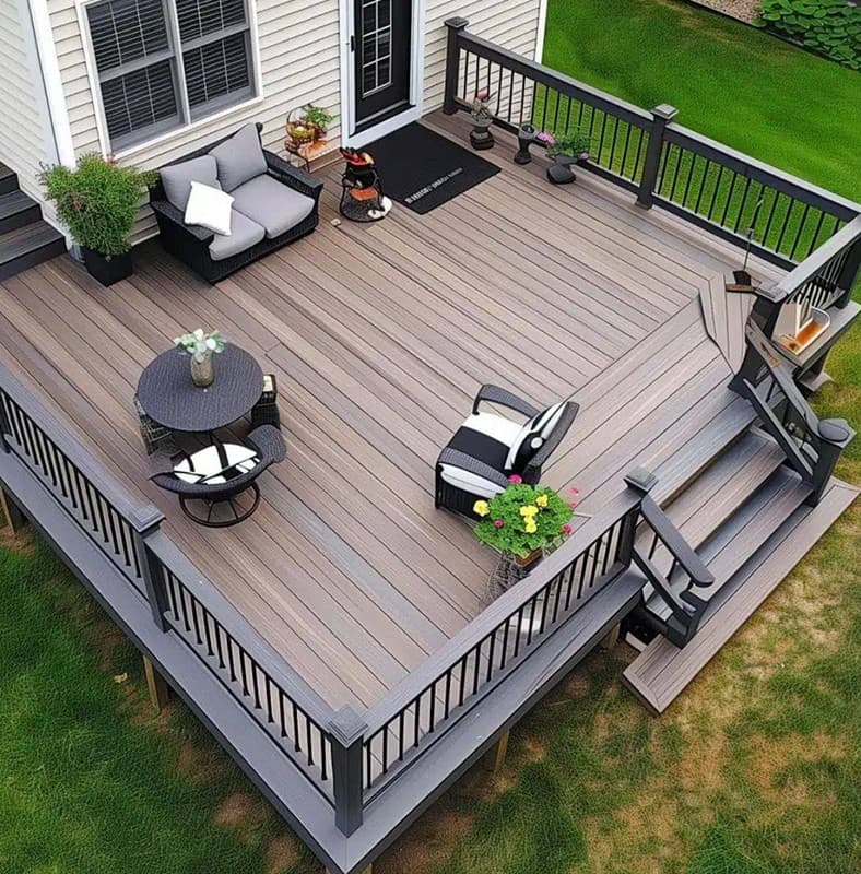 Backyard deck with seating area